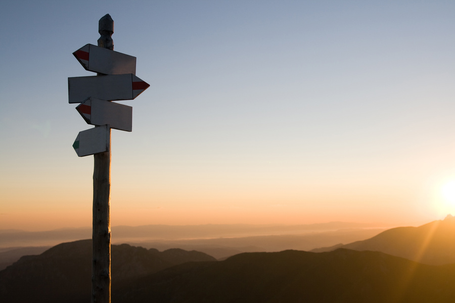 Guide post in Mountains